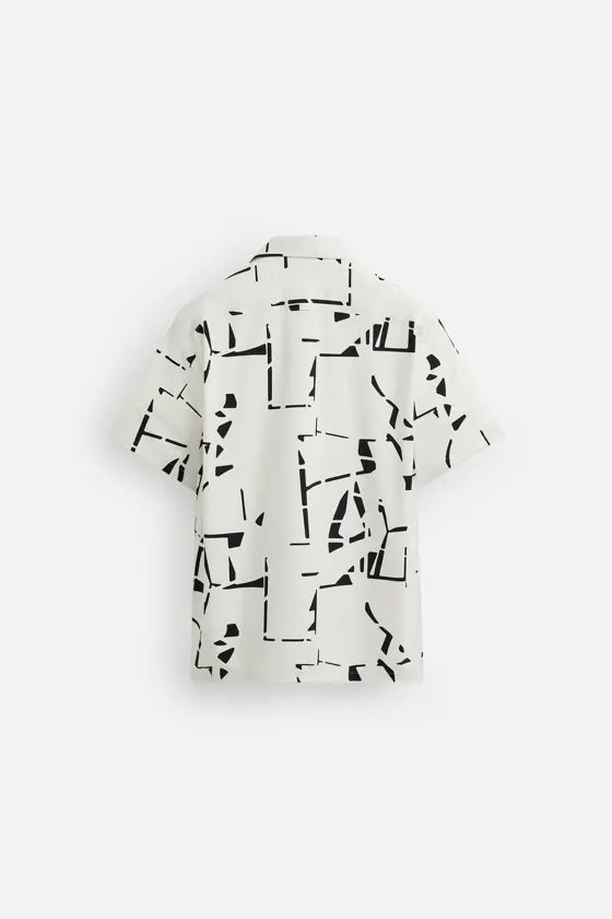 Zara Elastic Shirt With Abstract Print