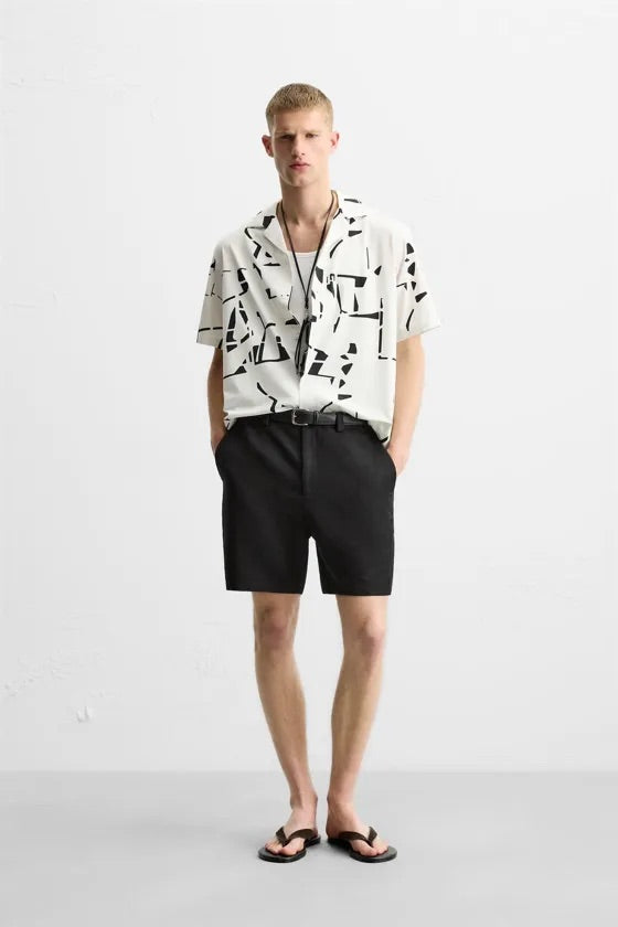 Zara Elastic Shirt With Abstract Print
