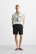 Zara Elastic Shirt With Abstract Print