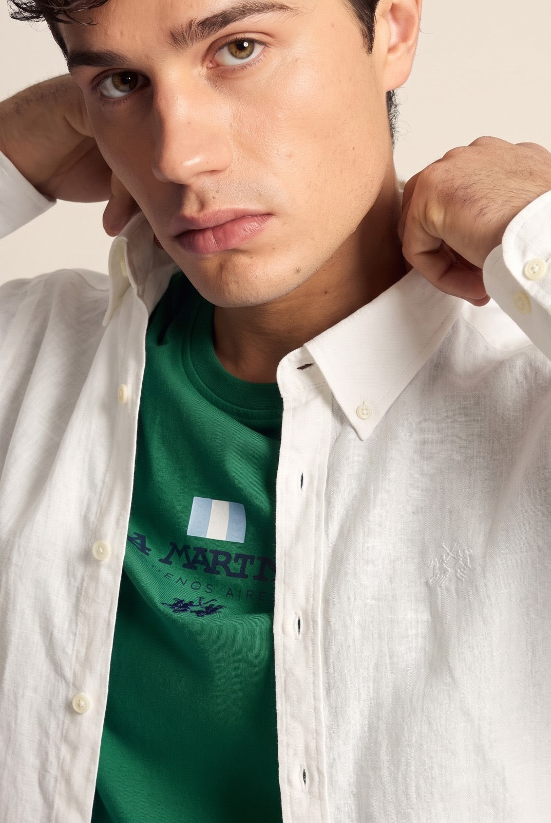 La Martina Regular Fit Cotton & Linen Shirt With Small Logo - Rodolfo