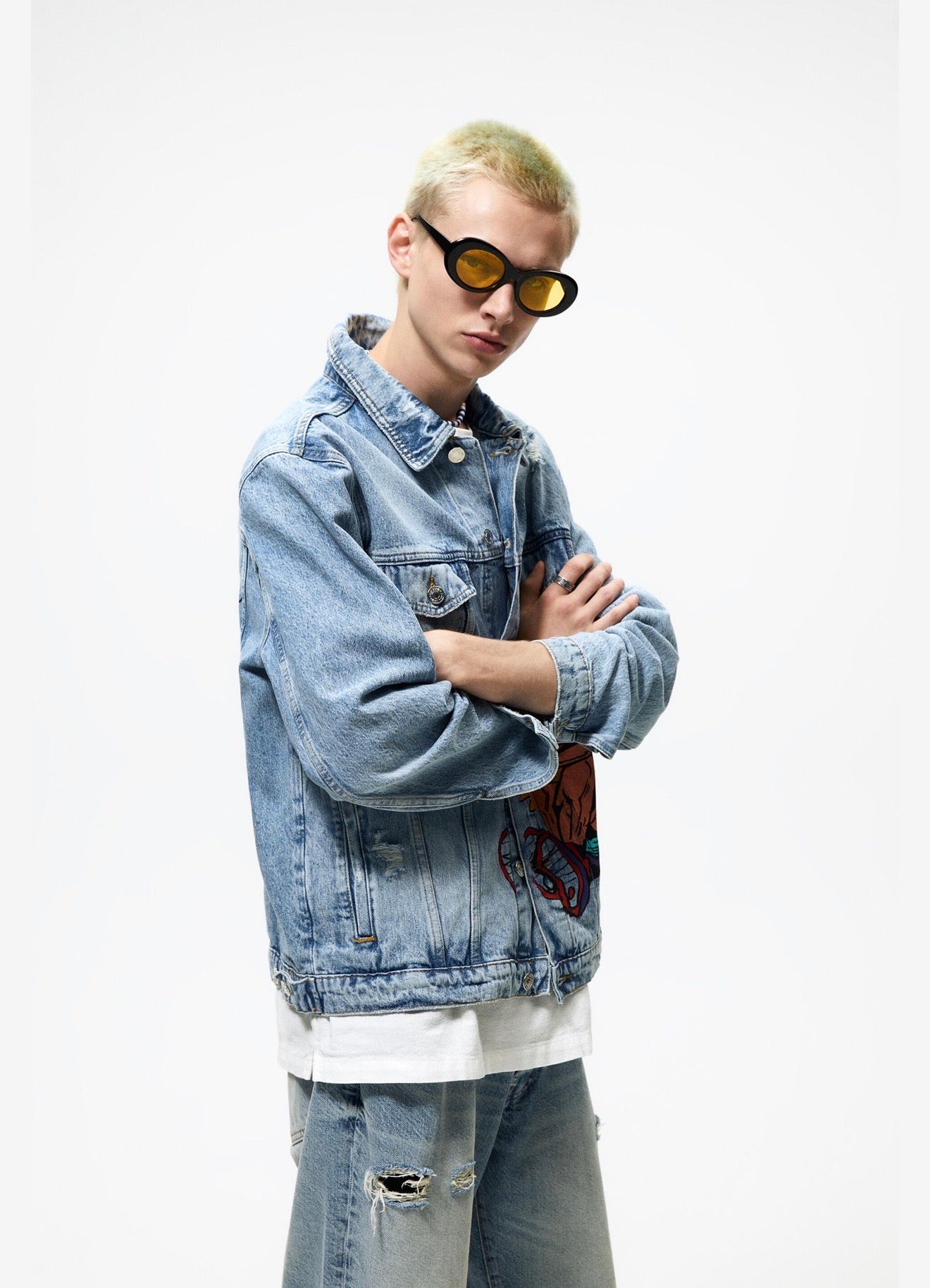 Zara Denim Printed Jacket