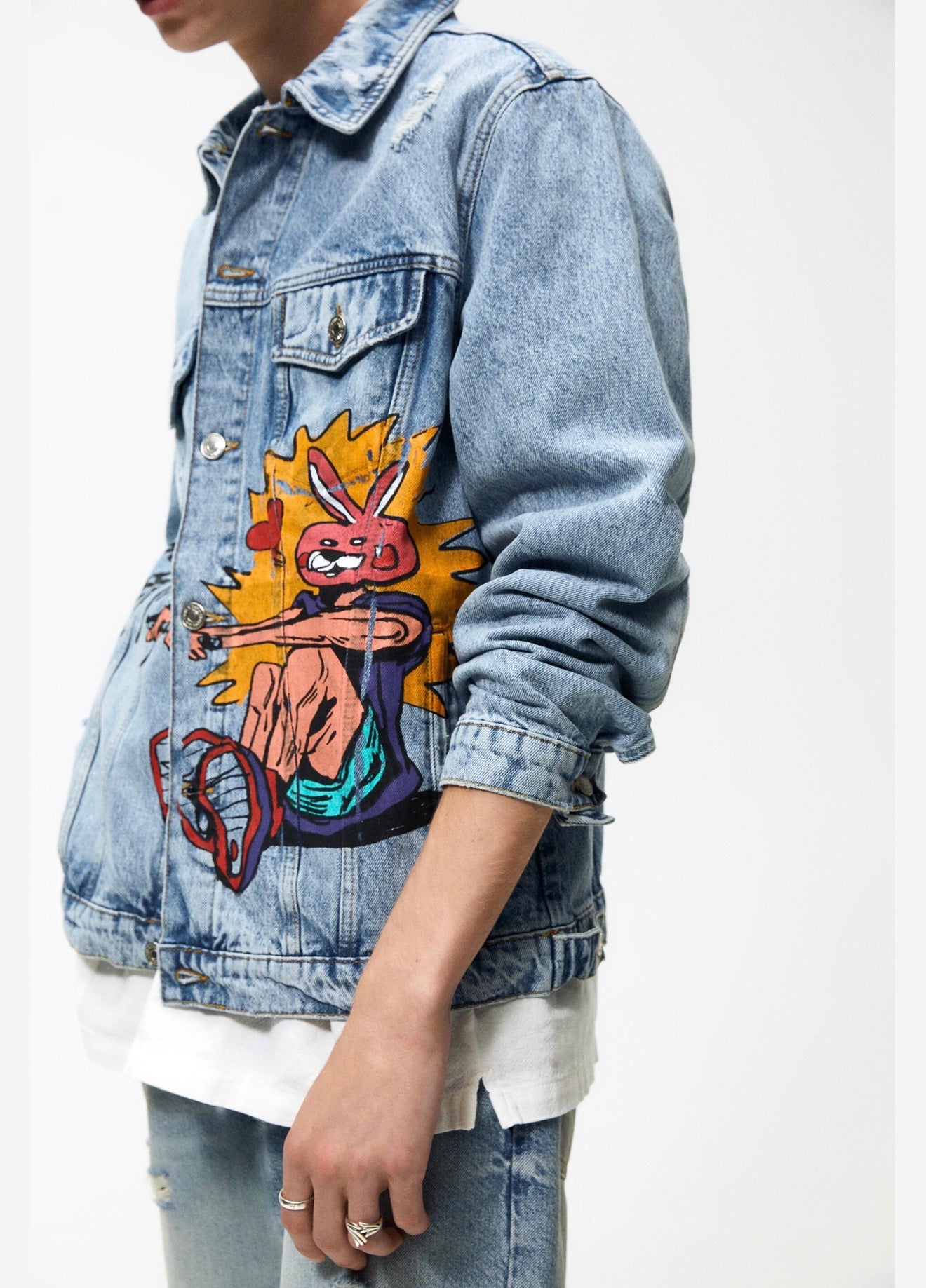 Zara Denim Printed Jacket