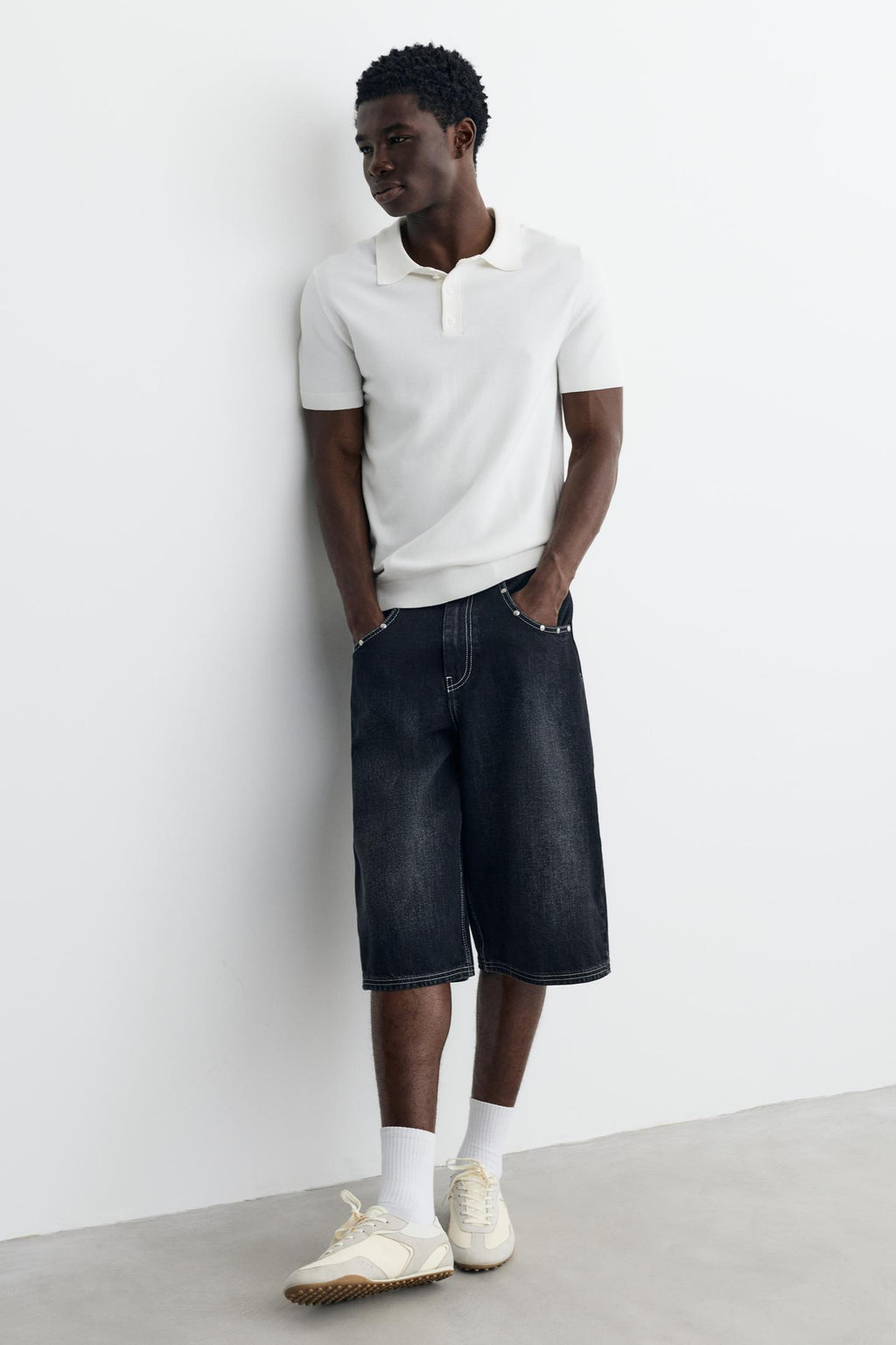 Pull&Bear Short Sleeve Knit Polo Shirt