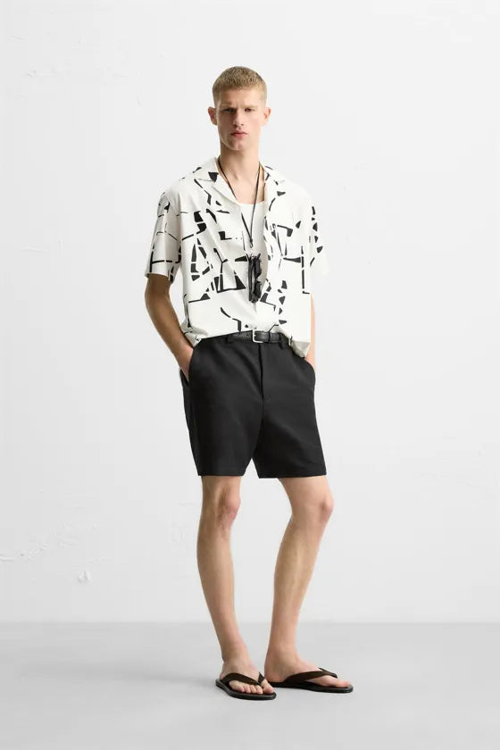 Zara Elastic Shirt With Abstract Print