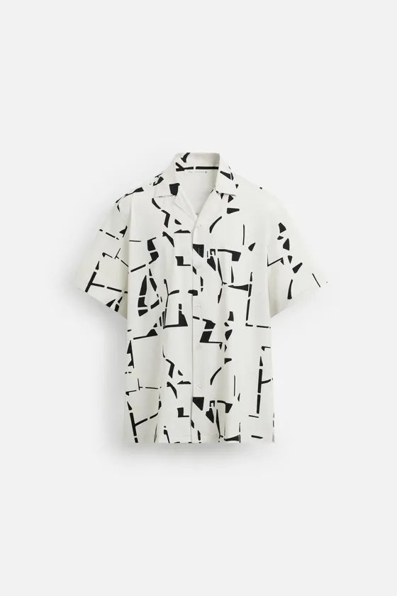 Zara Elastic Shirt With Abstract Print