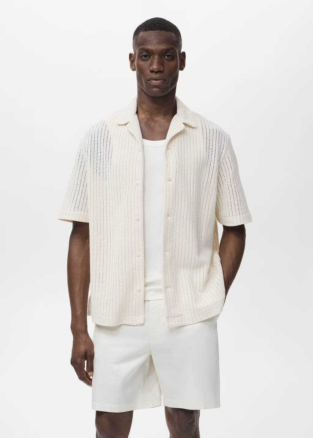 Mango Regular Openwork Cotton Shirt