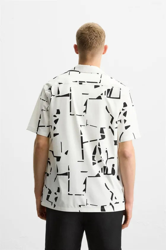 Zara Elastic Shirt With Abstract Print