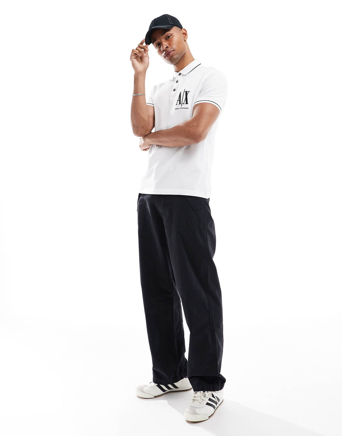 Armani Exchange Polo Shirt With Contrasting Profiles & Logo On The Chest