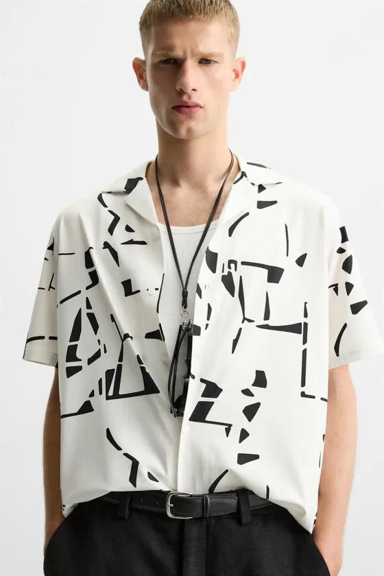 Zara Elastic Shirt With Abstract Print