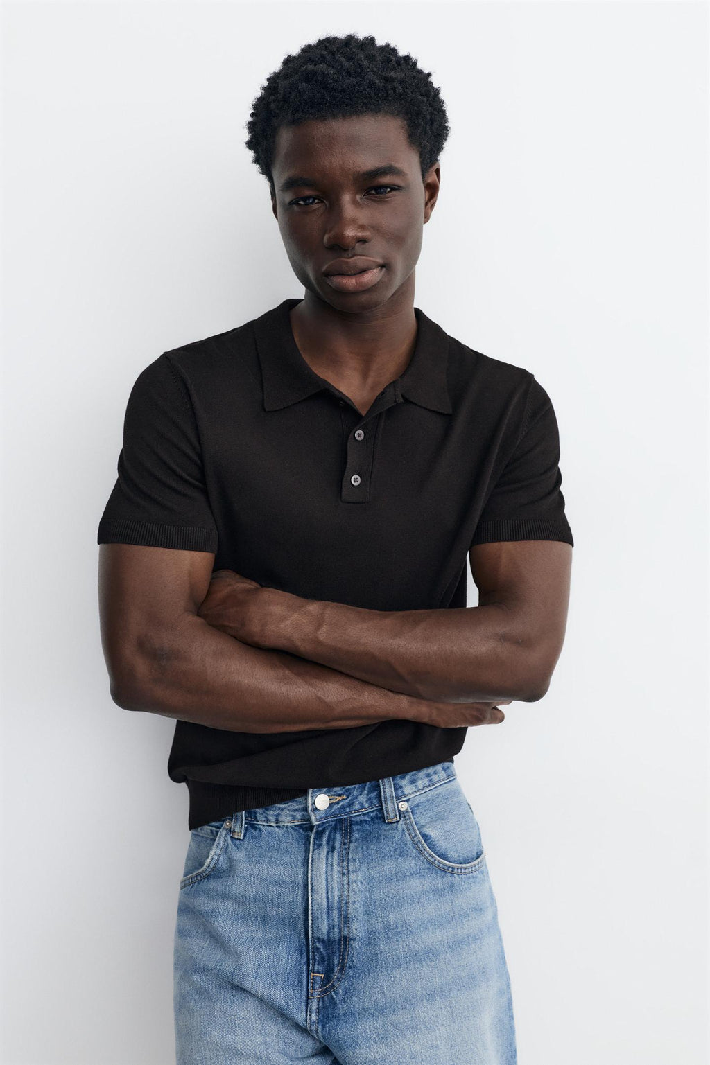 Pull&Bear Short Sleeve Knit Polo Shirt