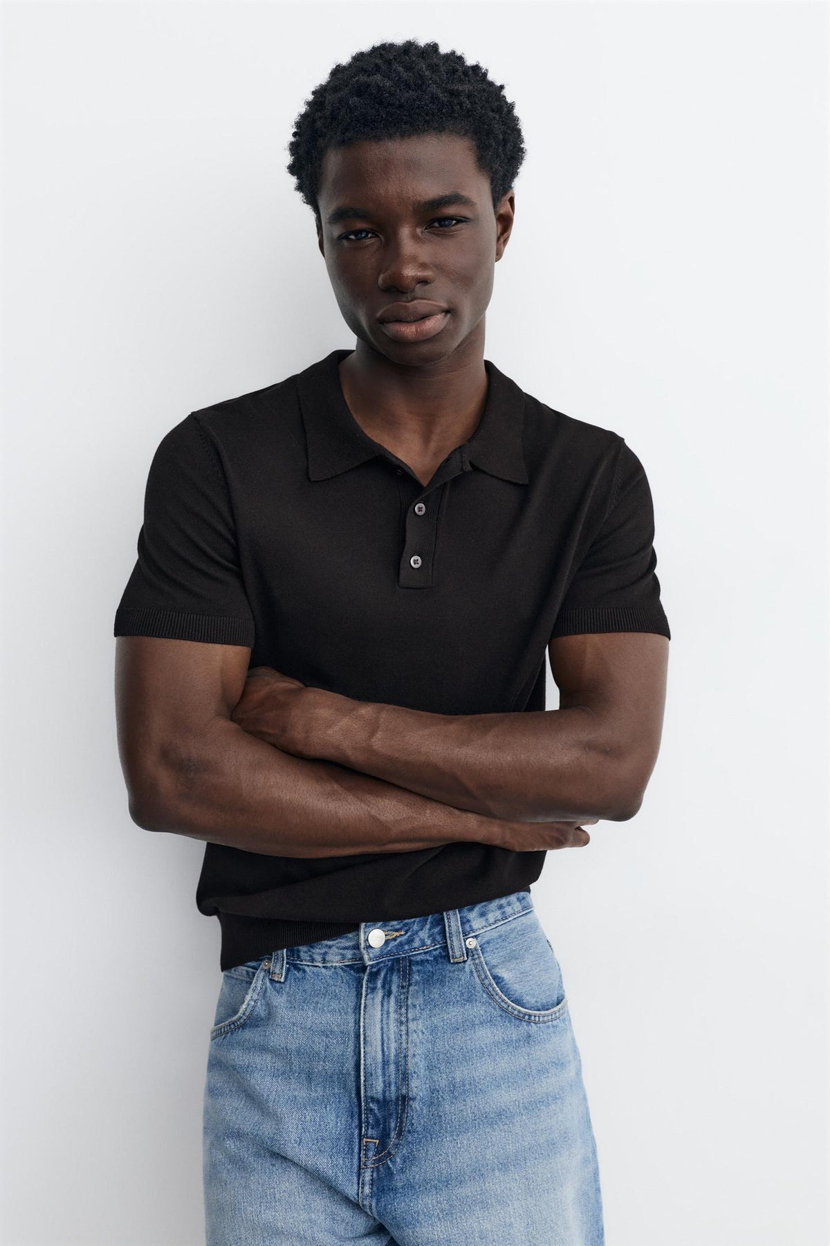 Pull&Bear Short Sleeve Knit Polo Shirt