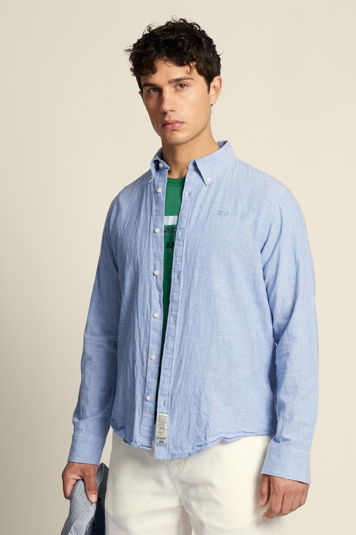 La Martina Regular Fit Cotton & Linen Shirt With Small Logo - Rodolfo