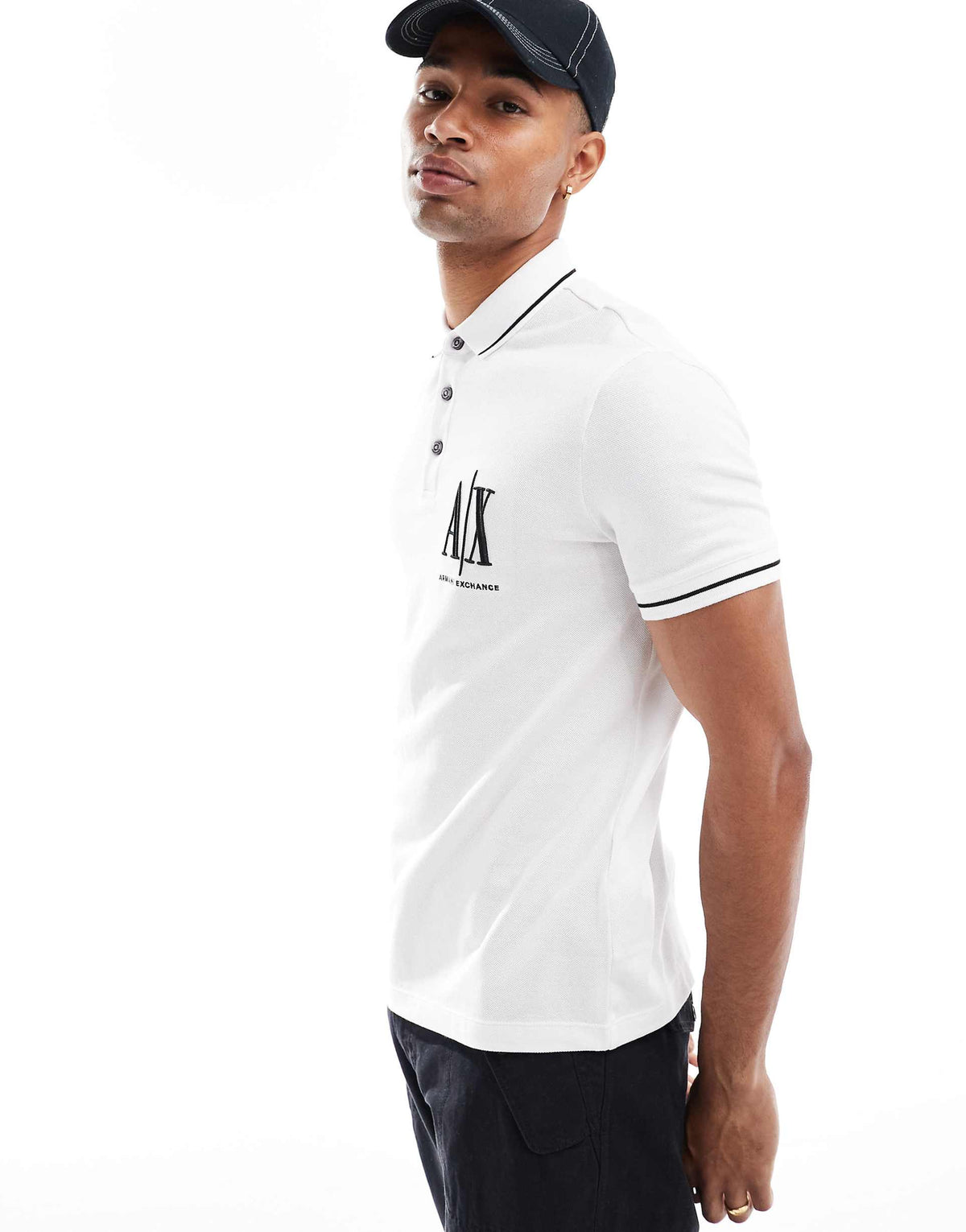 Armani Exchange Polo Shirt With Contrasting Profiles & Logo On The Chest
