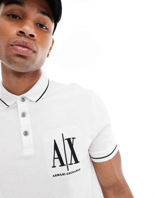 Armani Exchange Polo Shirt With Contrasting Profiles & Logo On The Chest