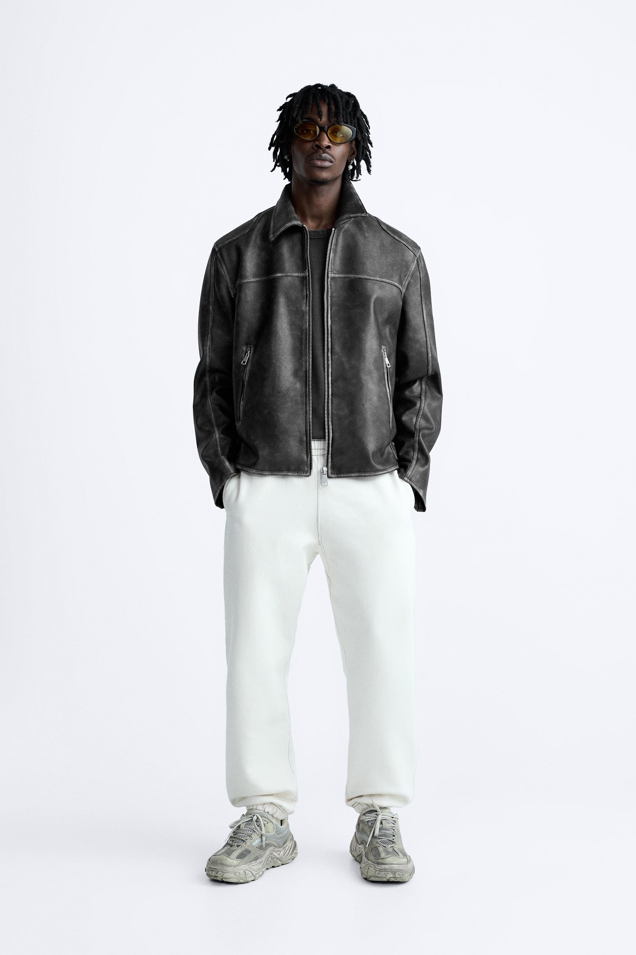 Zara Faux Leather Washed Jacket