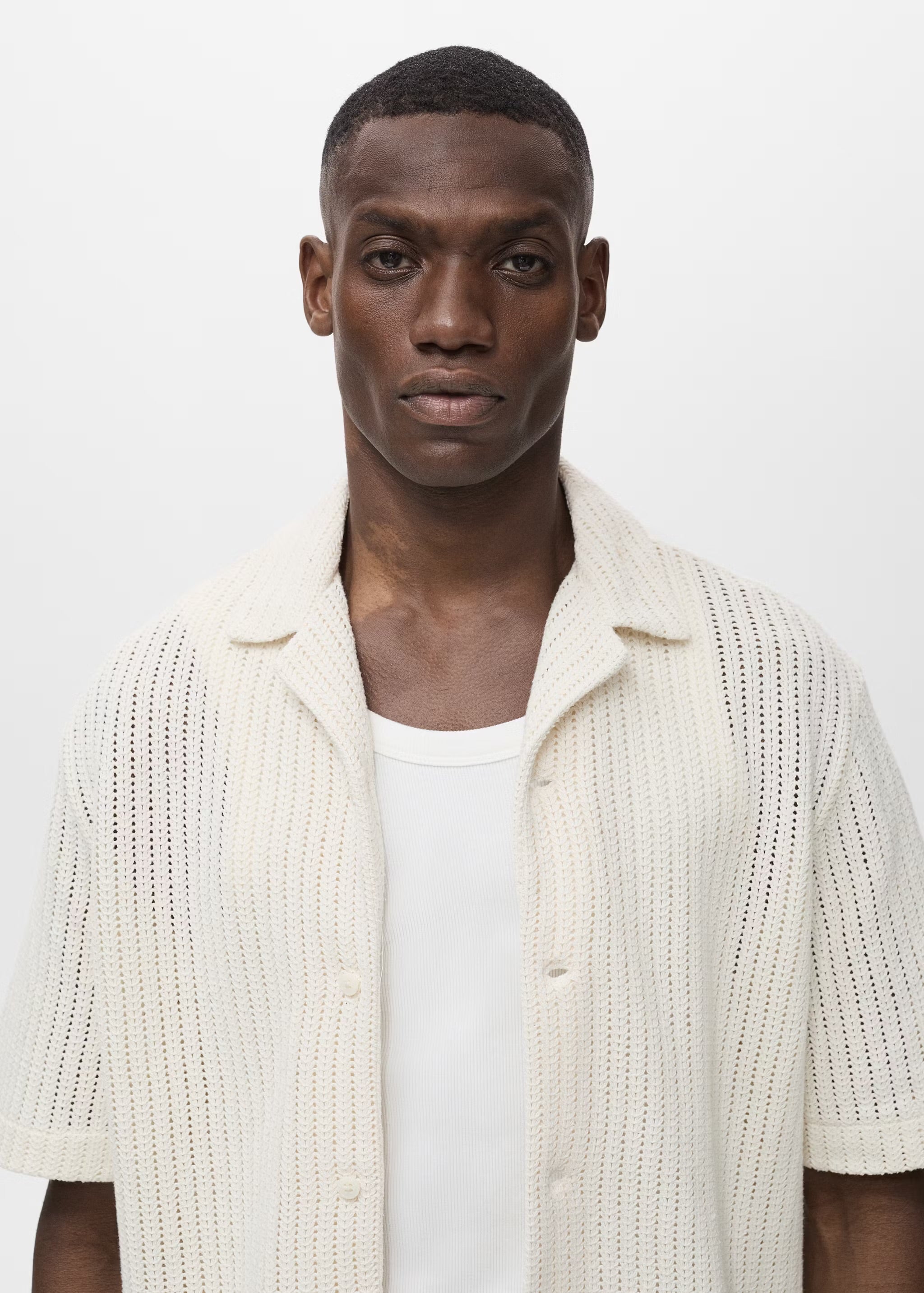 Mango Regular Openwork Cotton Shirt