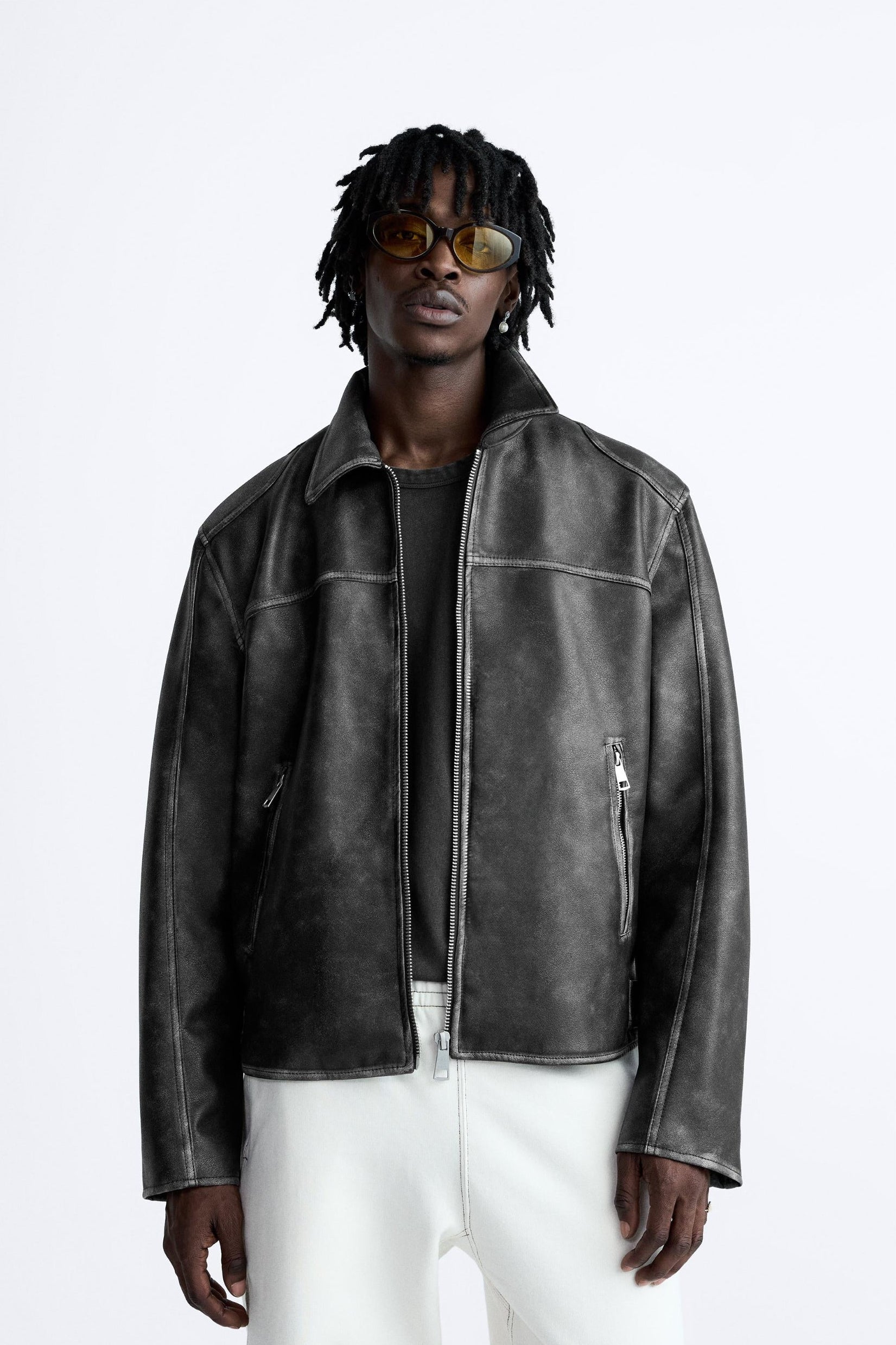 Zara Faux Leather Washed Jacket