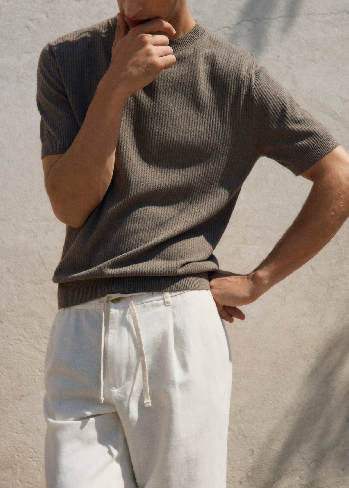 Mango Slim-Fit Trousers With Drawstring
