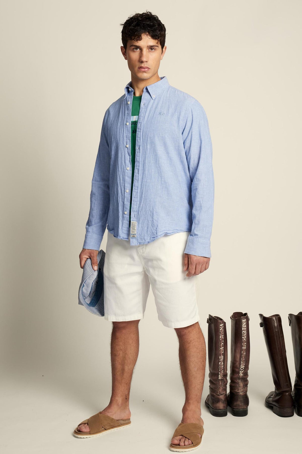 La Martina Regular Fit Cotton & Linen Shirt With Small Logo - Rodolfo