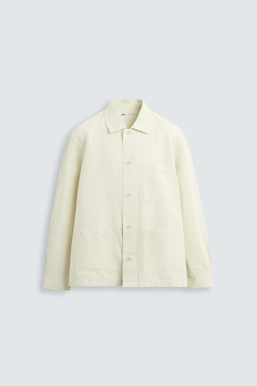 Zara Textured Overshirt With Pockets