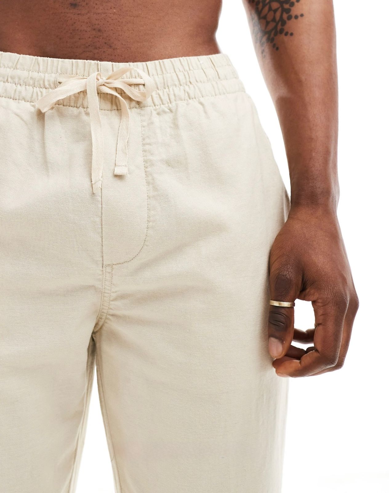 Pull&Bear Linen Look Wide Leg Trousers