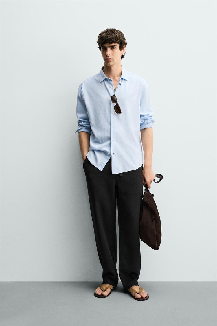 Zara Textured Relaxed Fit Trousers