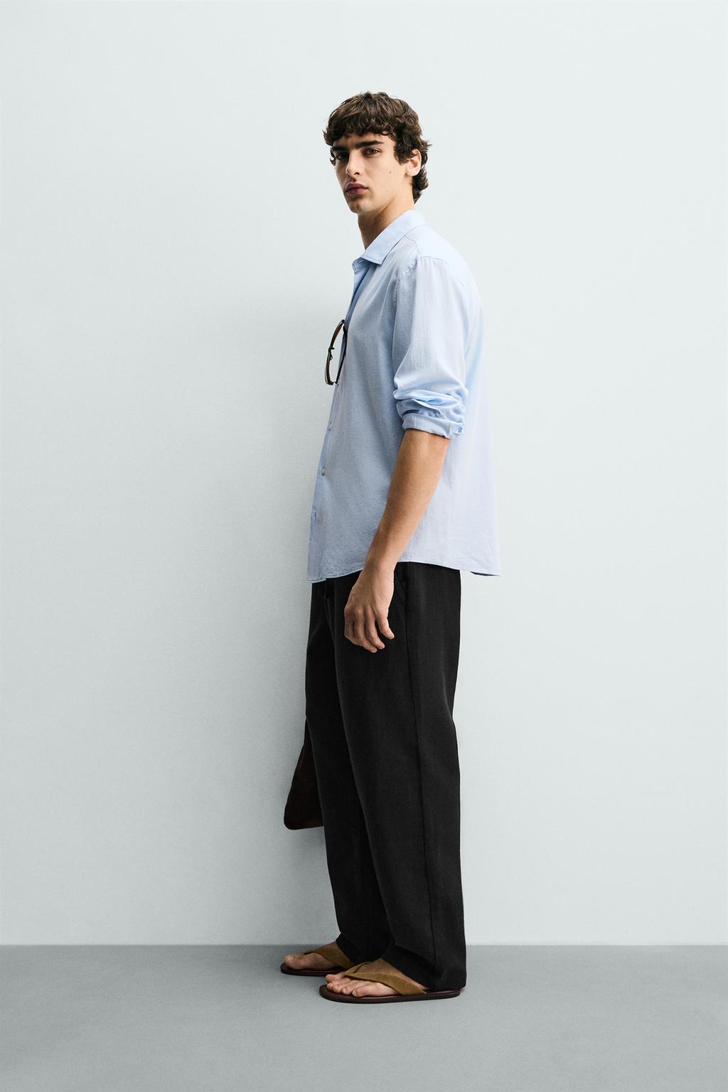 Zara Textured Relaxed Fit Trousers
