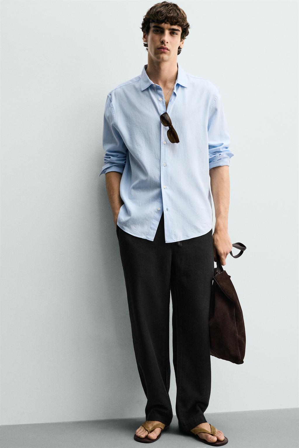 Zara Textured Relaxed Fit Trousers