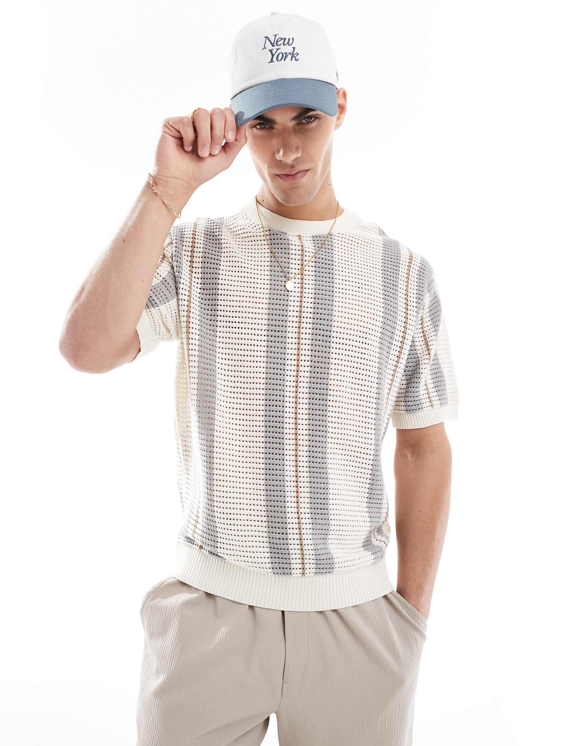 Bershka Knitted Stripe T-Shirt